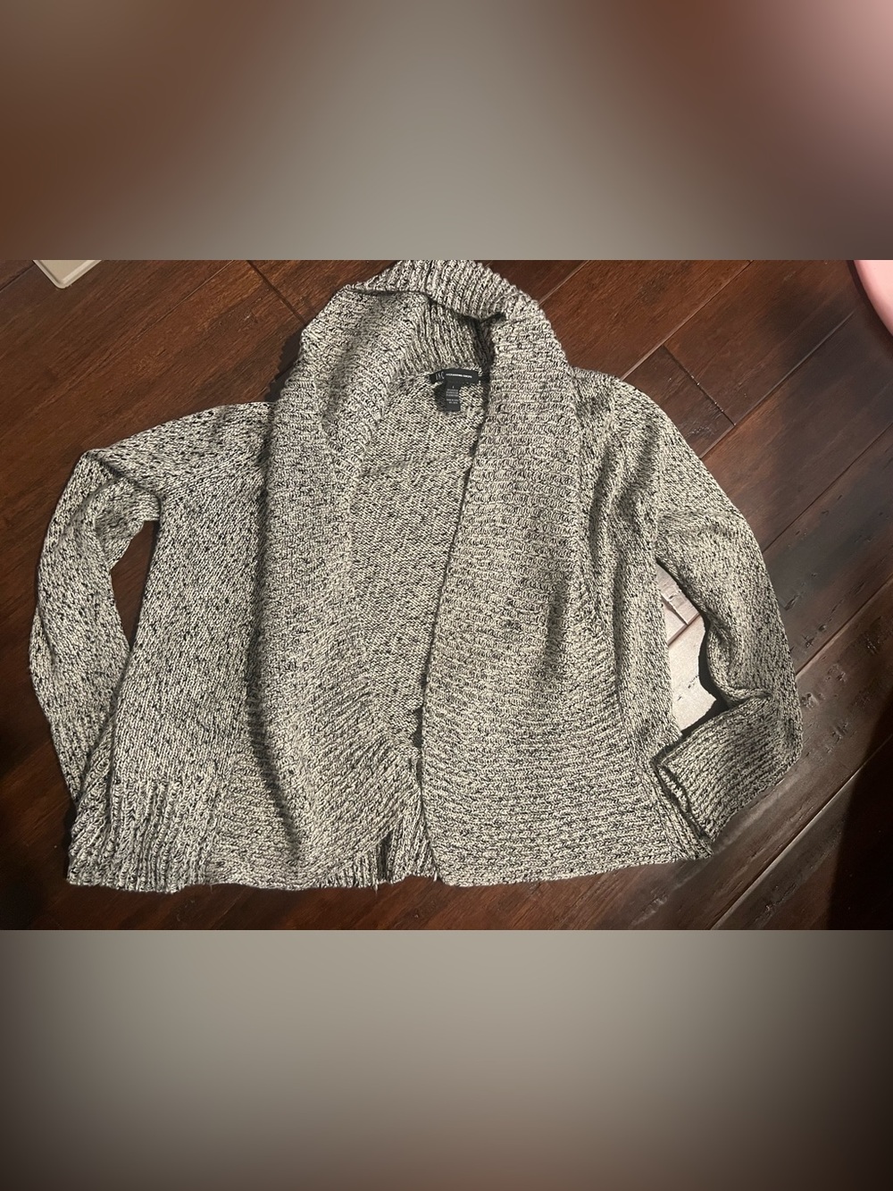 INC International Concepts Marled Gray Open-Front Shawl Cardigan
